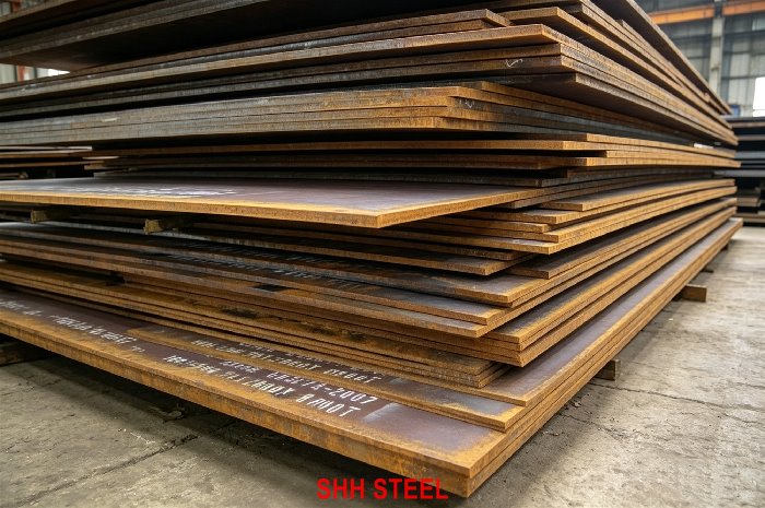 ASTM A573 Grade 65 fine-grain carbon steel plate, 65–77 ksi tensile, 35 ksi yield, improved toughness, SHH STEEL