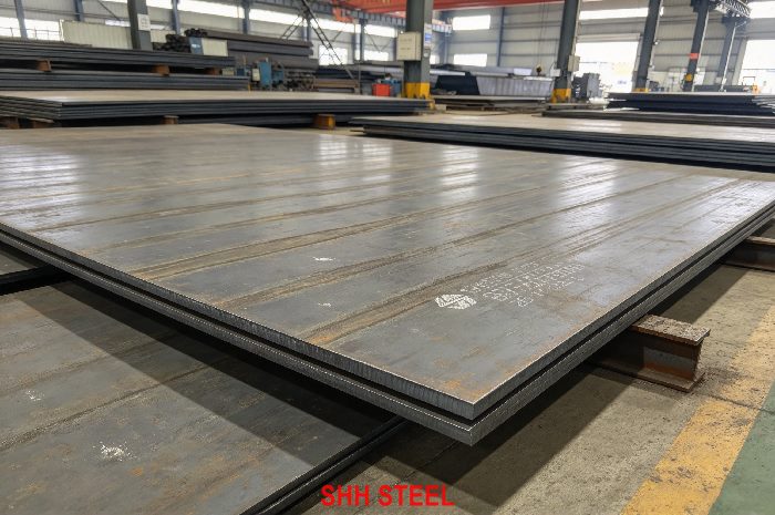 Close view of BV AH690 hull structural steel plate, Bureau Veritas (BV) rules