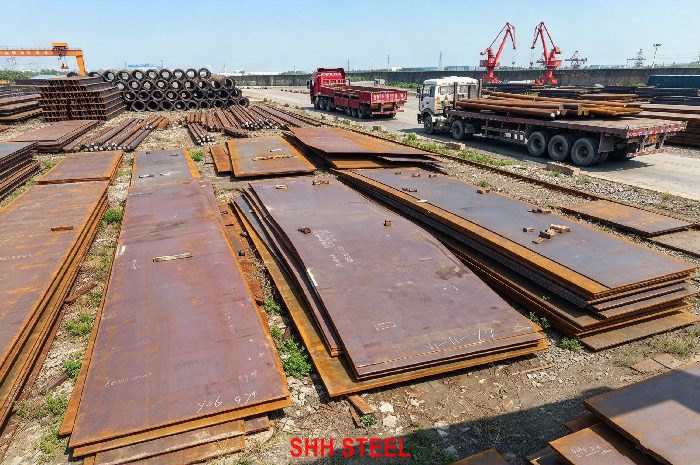 Close view of LR Grade B hull structural steel plate, Lloyd's Register (LR) rules